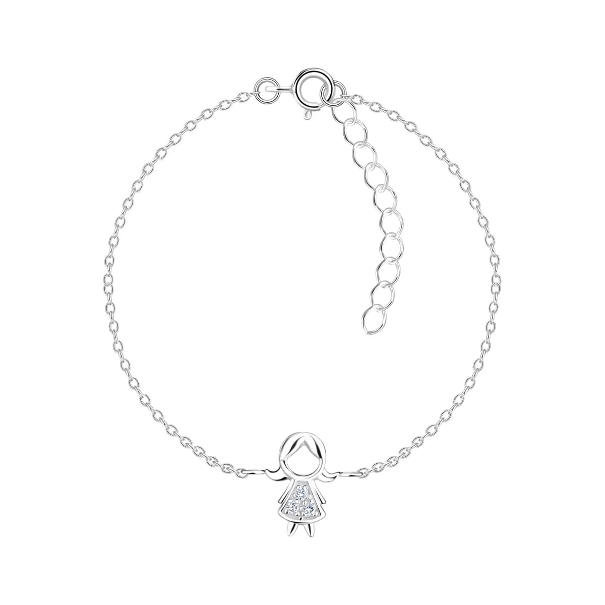 Bracelet silhouette fille en argent 925