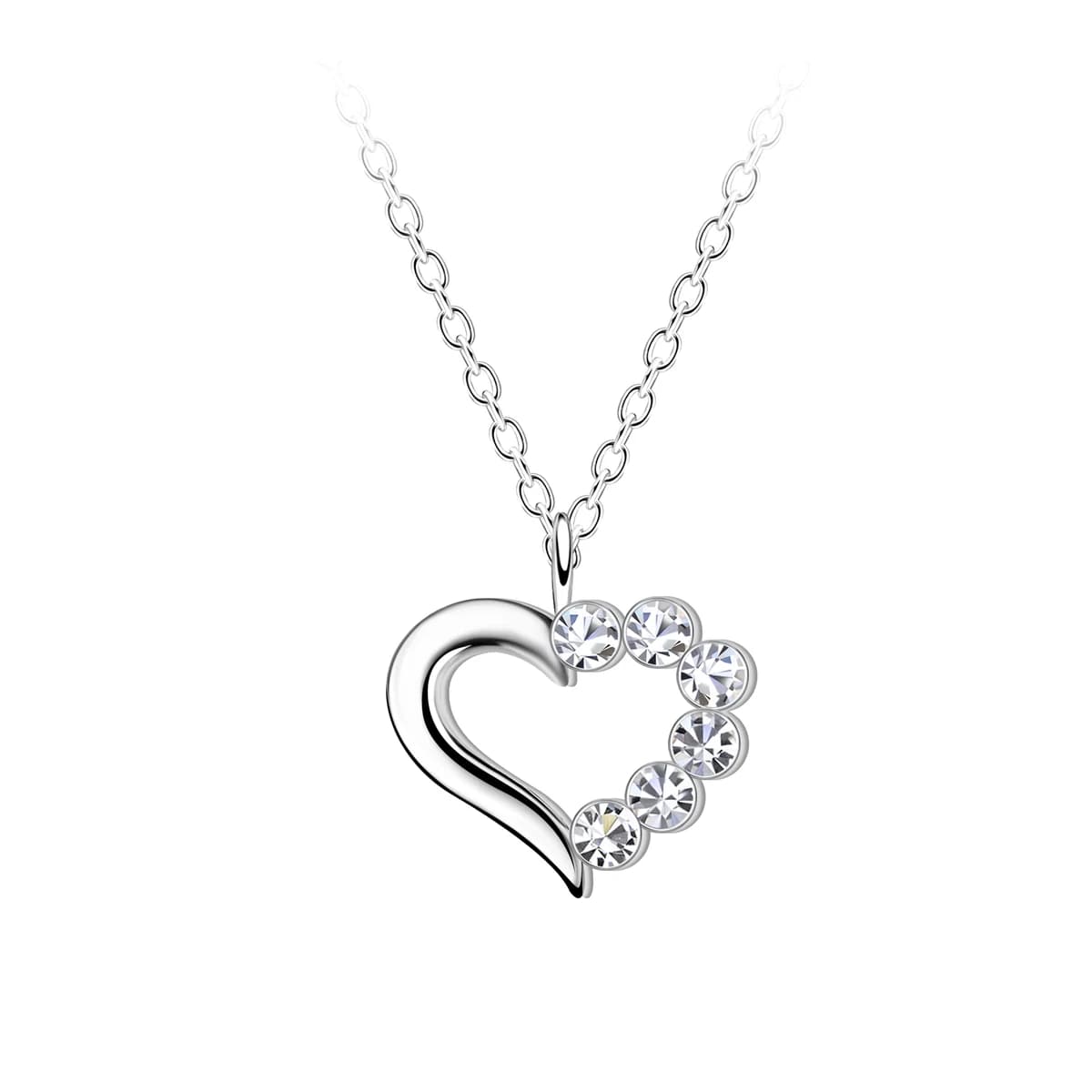 Collier cœur 9 × 8 mm en cristal et argent 925