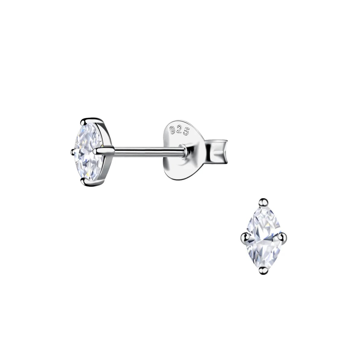 Puces d’oreilles marquise 2 × 4 mm en argent 925